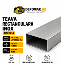 Teava rectangulara inox AISI 304, 200 x 100 x 4 mm, 6 metri